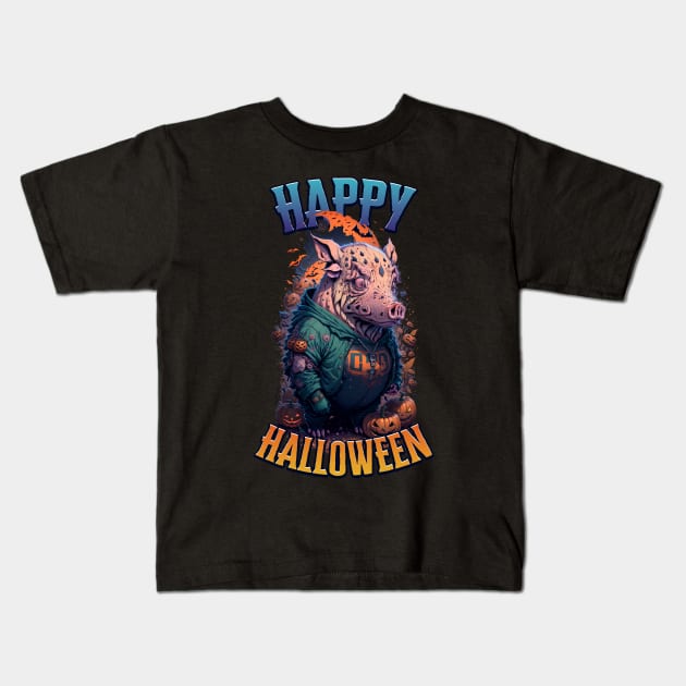 Happy Halloween Kids T-Shirt by Kayano